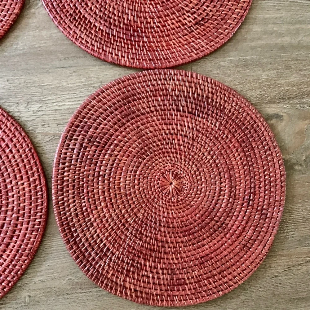 Set of 4 round wicker rattan placemats D 16 “